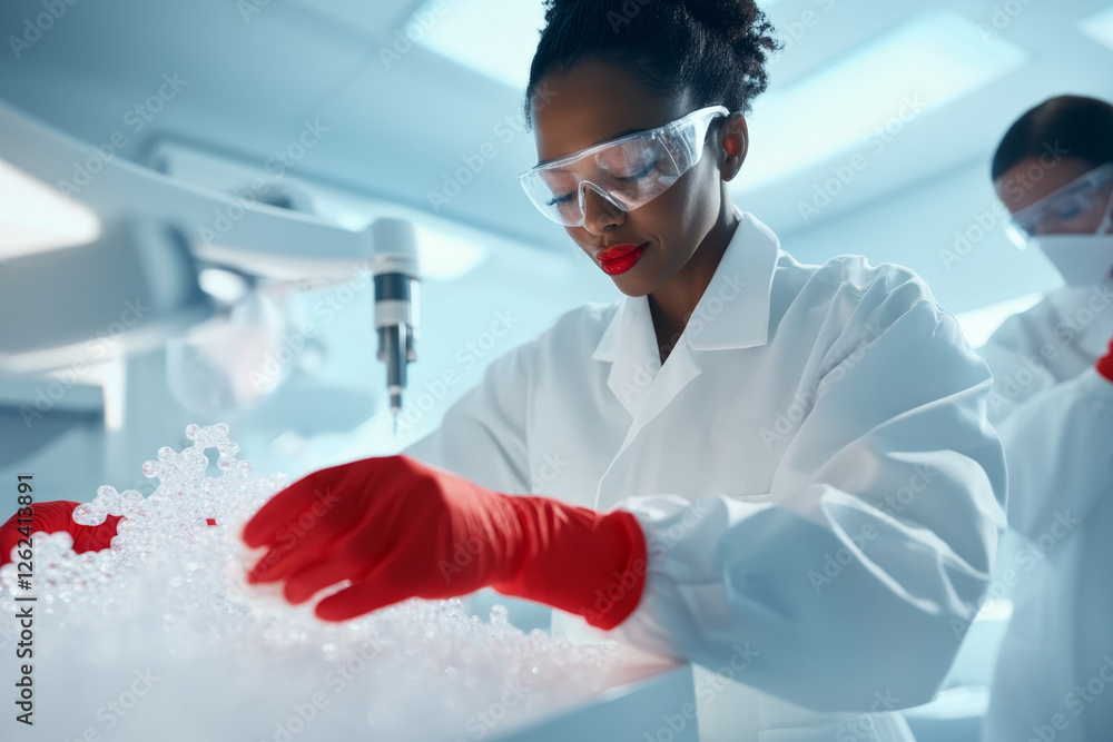 Aufkleber scientist working in a laboratory analyzing samples with precision instruments during a research exp