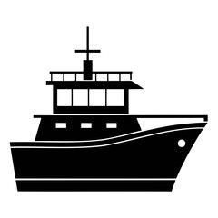 Black Ship Silhouette Vector High-Quality Illustration on Transparent Background