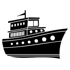 Obraz premium Elegant Ship Silhouette Vector Illustration Isolated on Transparent Background