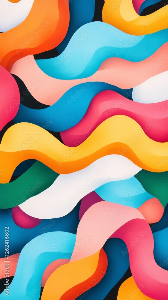 Poster colorful abstract waves create dynamic movement in modern design