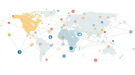A global network diagram showing the interconnected nodes of blockchain technology, supporting the transfer of digital currency across borders