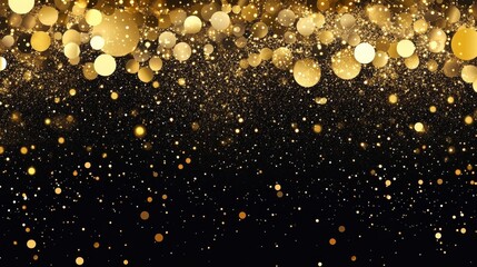 Sparkling golden confetti and glitter create a festive atmosphere for celebrations and events at night