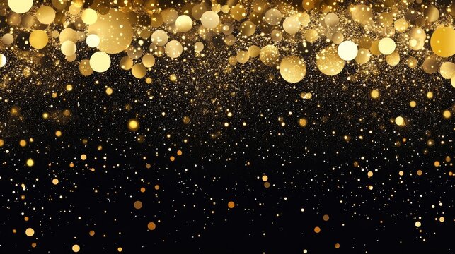 Sparkling golden confetti and glitter create a festive atmosphere for celebrations and events at night