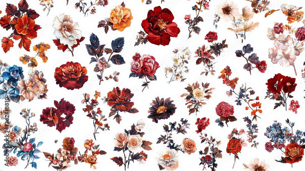 Poster floral patterns for design isolated on white. vector version also available in gallery