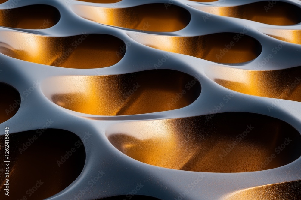 Poster abstract close-up of textured surface with wavy patterns and shimmering copper accents in a modern s