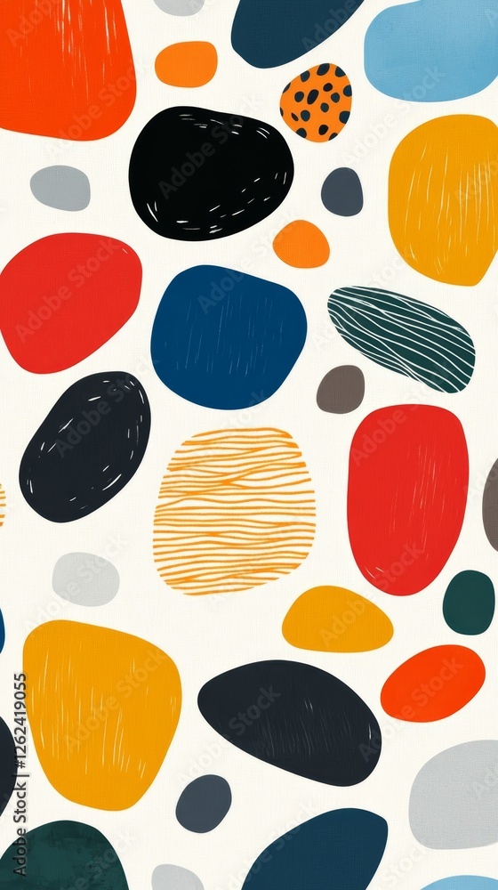 Aufkleber colorful abstract shapes on a light background create a modern artistic pattern for design purposes