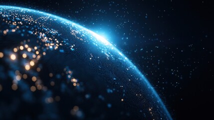 Fototapeta premium Glowing Earth in Cosmic Space with Starry Background