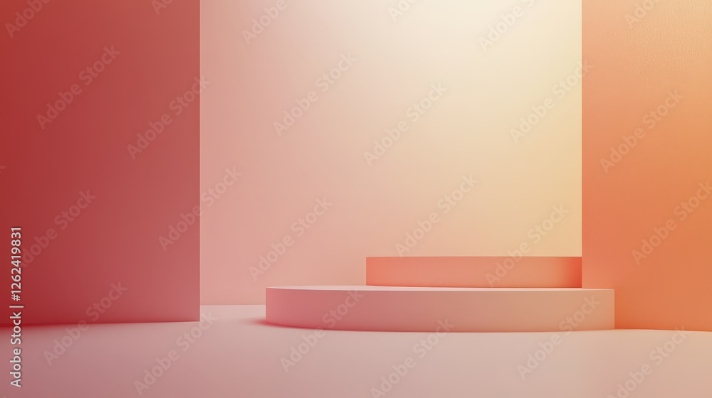 Poster soft, warm colors blending gently into each other, creating a tranquil and spacious minimalist backd