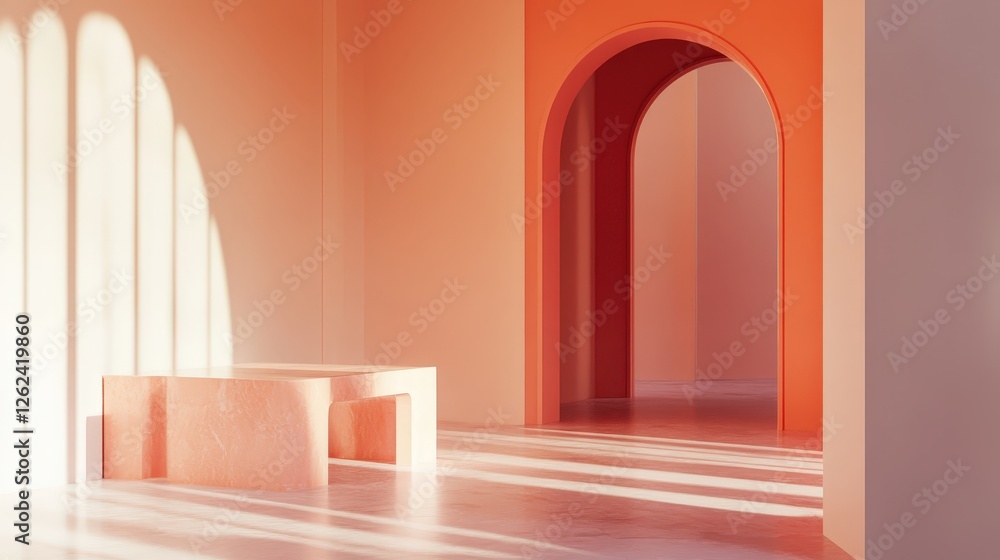 Aufkleber soft, warm colors blending gently into each other, creating a tranquil and spacious minimalist backd