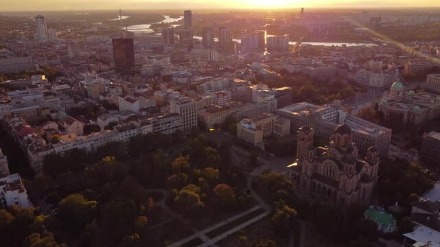 High angle view of Belgrade, capital of Serbia.