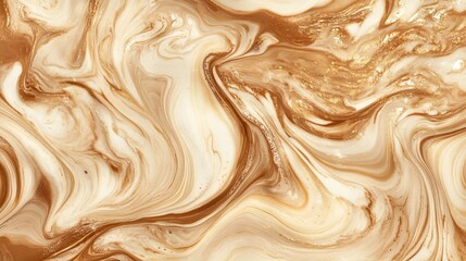 Swirling patterns of cream and caramel colors create a rich, abstract design for modern decor