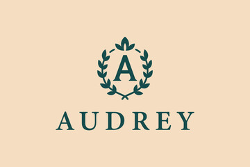 Luxury and Elegant Letter A Logo Design with Laurel Wreath