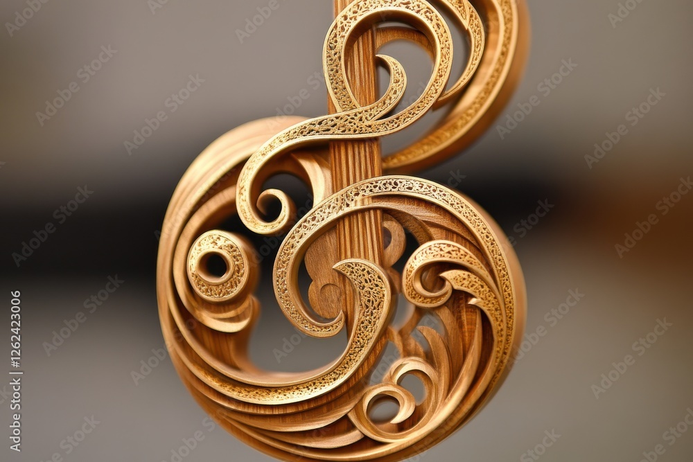 Poster intricate wooden carving displaying elegant curves and designs in a close-up view