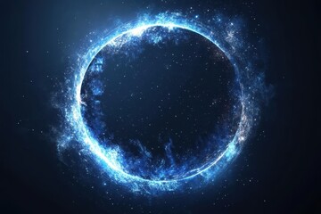 Obraz premium Abstract Blue Energy Ring Celestial Glow and Cosmic Dust