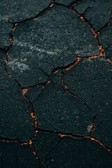 Obraz premium Cracked earth background with magma glowing through, for texture or catastrophe