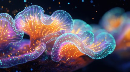 Luminous Underwater Flora Abstract Bioluminescent Coral Reef