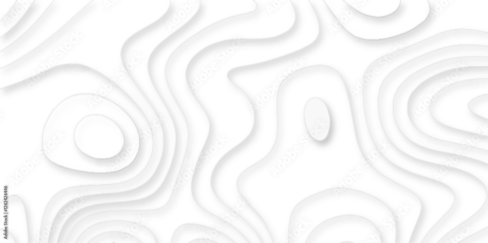 Poster panorama view gradient multicolor wave curve lines , topography grid contour map on white background