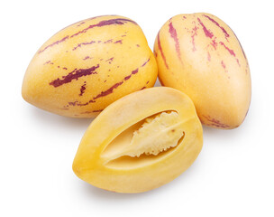 Pepino melon or pepino dulce on white background. File contains clipping path.