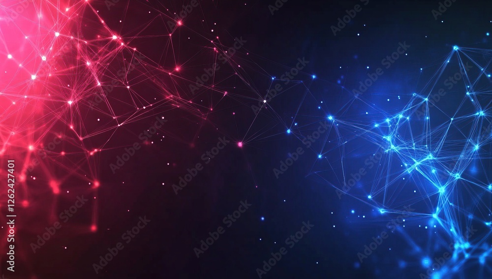 Poster exploring network connections: visualizing complex systems with vivid colors and intricate designs