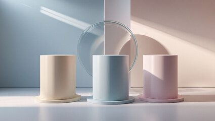 Fototapeta premium Modern Product Showcase Podiums with Elegant Glass Element