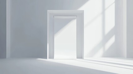 Bright and minimalist interior with an open doorway letting in natural light