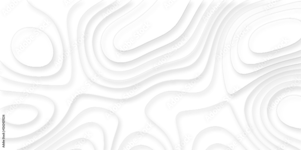 Poster panorama view gradient multicolor wave curve lines , topography grid contour map on white background