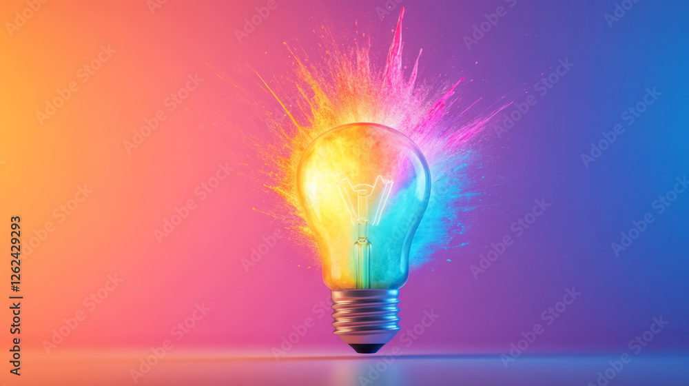 Poster An electrifying scene in which a bulbâ€™s glass cracks open, unleashing an energetic mix of