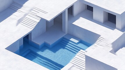 Obraz premium Modern Minimalist Architecture Featuring a Pool and Stairs
