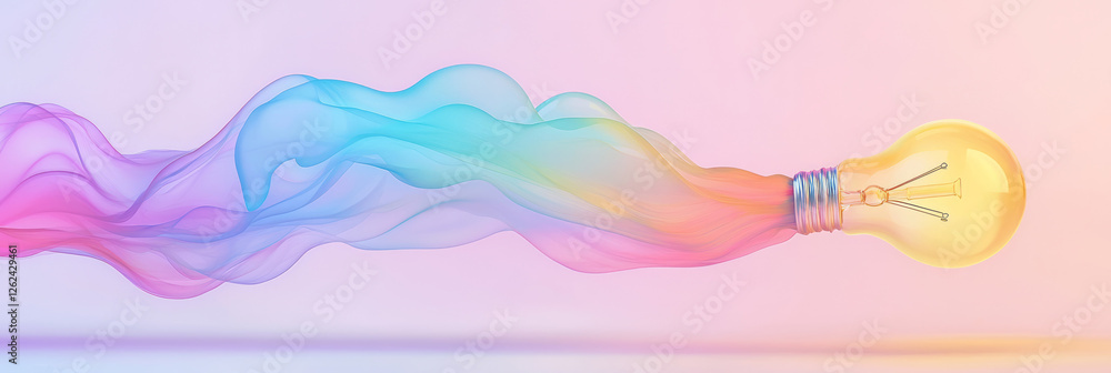 Aufkleber a playful scene in which the bulbâ€™s glow merges into a burst of liquid colors, each droplet