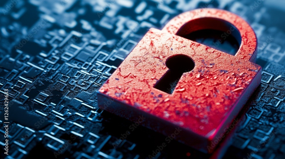 Poster close-up of a digital lock symbol on an abstract background