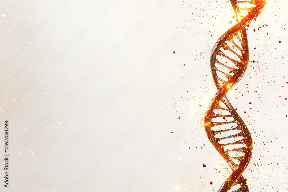 Poster a minimalistic background showcasing the dnaâ€™s elegant looping form in bright gold, accompanied