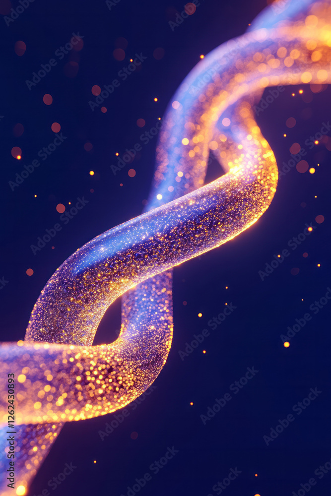 Leinwandbilder a dynamic view of transparent molecular chains expanding and retracting, each bond pulsing with