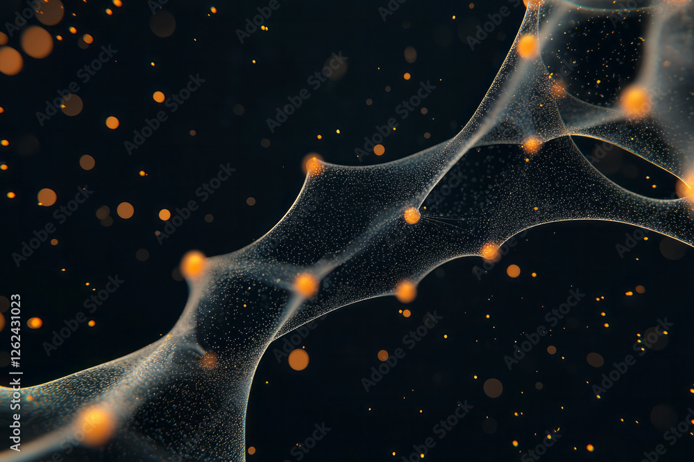 Aufkleber An abstract composition where shimmering particles glide between translucent molecular links,