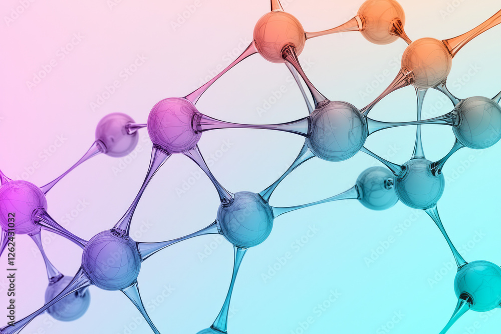 Aufkleber An abstract composition where shimmering particles glide between translucent molecular links,