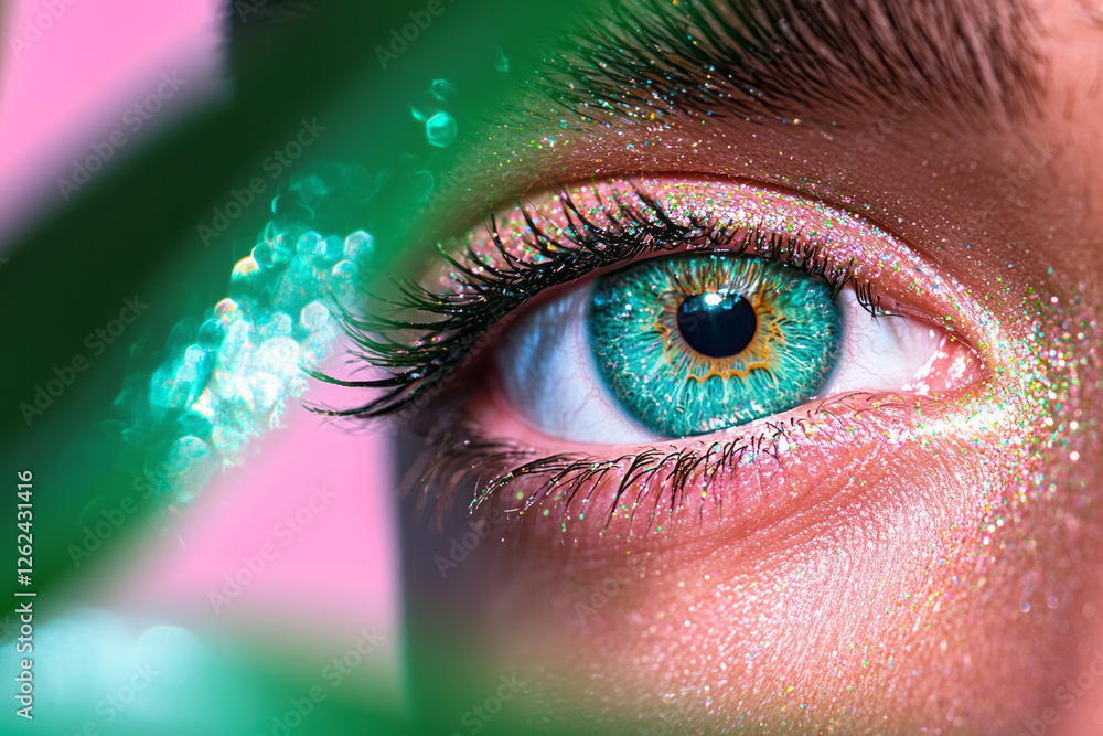 Aufkleber a unique composition focusing on the interplay of light across the iris, with the pupilâ€™s