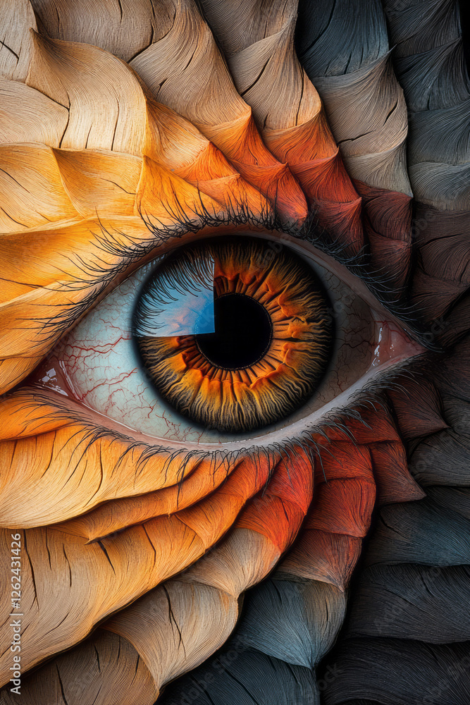 Aufkleber A warm-toned image showing the complexity of the eyeâ€™s radial patterns, reflections glinting, and