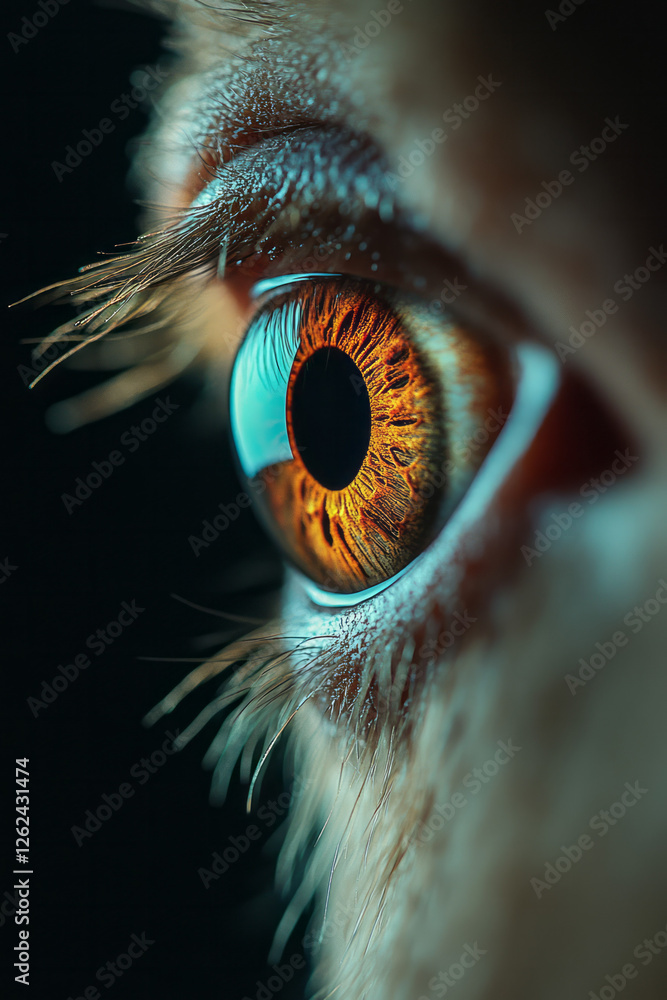 Poster a cinematic close-up shot capturing the faint reflection of the photographer or environment in the