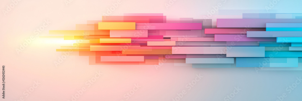 Poster a mix of abstract polygons converging at the center of a bright light filament, each piece