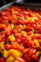 Diced tomatoes Close-up of halved tomatoes. Great for food blog, recipe