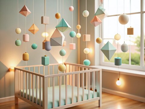 Surreal Geometric Crib Mobile: Abstract Baby Room Decor, Nursery Mobile Design