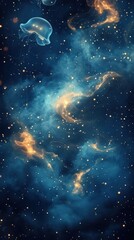 Obraz premium Celestial Jellyfish A Cosmic Dance of Light and Life