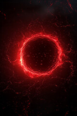 Fototapeta premium An otherworldly view of a solitary red blood cell casting a warm red glow, tiny spheres orbiting in