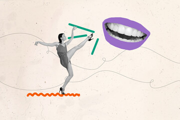 Sketch image artwork composite photo collage of expression rhythm pose beauty culture passion...