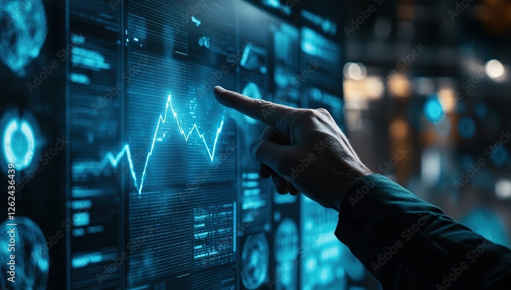 Aufkleber analyzing digital data trends: interactive visualizations show growth patterns and future projection