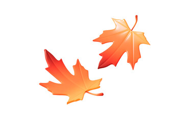 Cartoon maple leaves model, autumn maple leaves, 3d rendering.