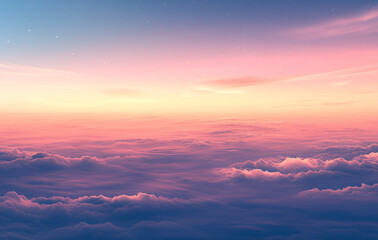 Obraz premium Vibrant orange pink blue hues illuminate the clouds in the sunset sky