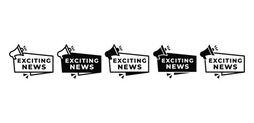 exciting news banner sign label icon vector design black white color simple flat illustration template sets isolated