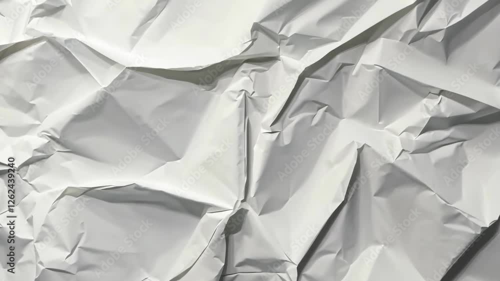 Poster aerial view of crumpled white paper texture, creating an abstract, minimalist background. ideal for 