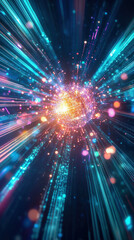 Naklejka premium Bright blue and purple explosion of light