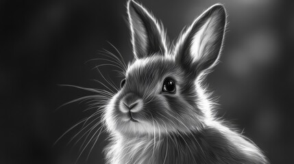 Obraz premium Adorable Fluffy Bunny Close Up with Ears and Whiskers in Soft Light